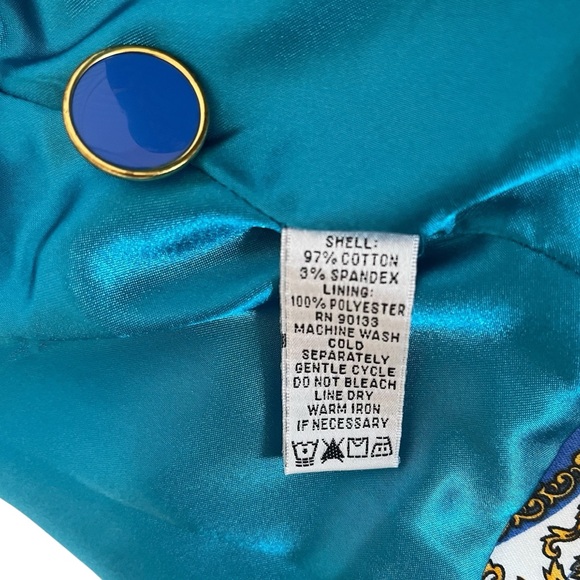 Vintage Linea by Louis Dell’Olio filigree 3 piece lined skirt suit blue green M - Picture 14 of 16